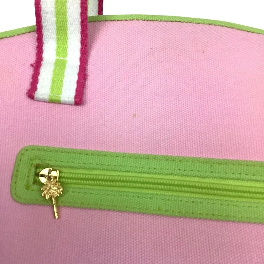 Vintage Lilly Pulitzer Pink Green Beach Tennis Handbag Tote Shoulder Bag Purse